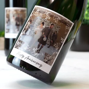 Custom Photo Wine Label Prosecco Champagne Label Vinyl Sticker Anniversary Gift - Picture 1 of 4