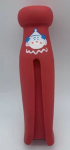 Vintage 1978 Squeaky Toy Clothespin Rubber Baby Toy Clown Face Red Avon 6.5" - Picture 1 of 6