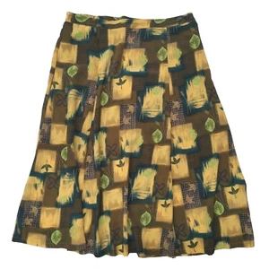 Geiger Australia Vintage 80s 90s Earthy Leaf Print A-Line Skirt Women's Size 18 - Picture 1 of 10