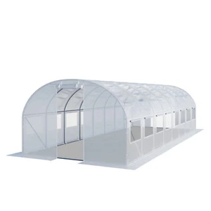 TOOLPORT Polytunnel Greenhouse Grow Tunnel 4x8m - PE Cover 180g/m² transparent - Picture 1 of 12