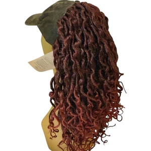 Twisty Curls Baseball Cap Wig Burgundy Red Wine Locs Synthetic Hair Womens NWT - Picture 1 of 14