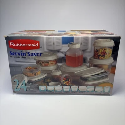 1997 Rubbermaid Servin' Saver 24 шт. Набор Миндаль Никогда не Использовался Открытая Коробка Винтаж - Изображение 1 из 4