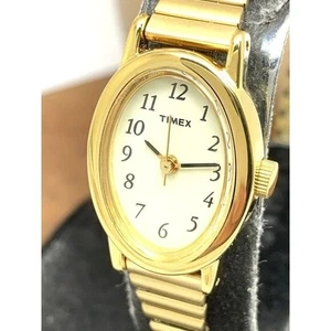 Reloj Timex Mujer T21872 Cavatina Ovalado Pequeño 18mm Cuarzo Oro Banda de Expansión - Imagen 1 de 12
