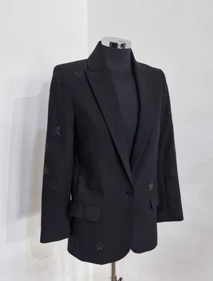 Zadig Voltaire star blazer EU 34 UK XS viva bis star black jacket single button - Image 1 of 4