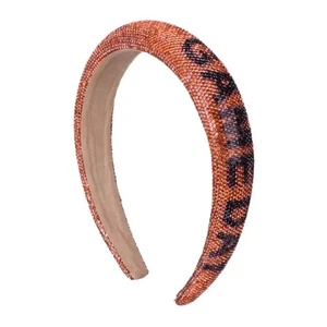 Fascia gonfia Juliet By Crystal Avenue nuova con etichetta Game Day arancione/nero strass - Foto 1 di 7