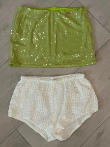 Misguided/Hot & Delicious Sequin Skirt & Shorts Y2K Shiny Glamour Women’s M/L - Picture 1 of 11