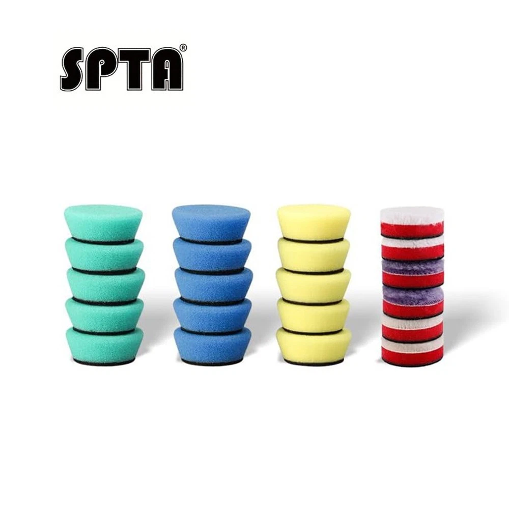 SPTA 5" To 7" Car Spong Buffing Polishing Pads, Grid Mark Buffing Pads For DA/RO/GA Car Buffer