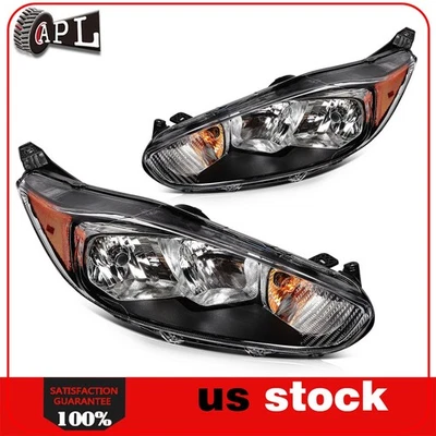 For 2016-18 Ford Fiesta Front Headlights Assembly Headlamps Driver +Passenger - Image 1 of 4