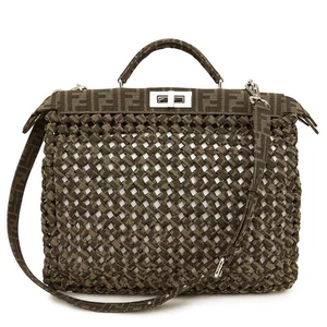 FENDI Peekaboo ISeeU Medium Intreccio Handbag FF Jacquard, Brown 7VA529 ABMS - Picture 1 of 11
