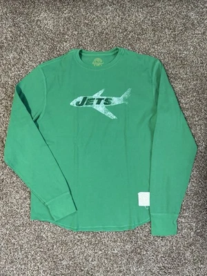 New York Jets Marca Retro Verde y Blanco Tejido Waffle Manga Larga Para Hombre Talla Grande Foto 1 de 2