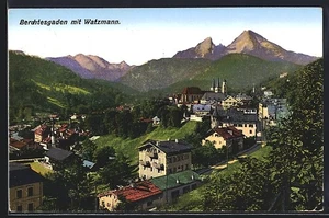Pocztówka Berchtesgaden, widok na miejsce z Watzmannem - Zdjęcie 1 z 2