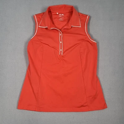Adidas рубашка-поло верхний женщин большой красный Climacool кнопка без рукавов гольф - Изображение 1 из 4