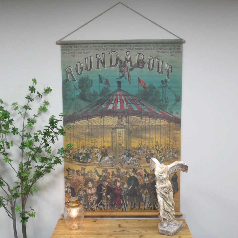 Arte de pared grande estilo vintage retro circo carrusel recinto ferial colgante lienzo Foto 1 de 4