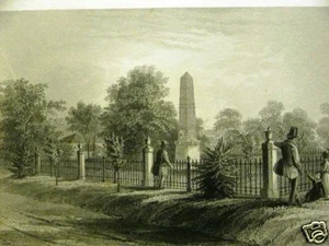 GREEN-WOOD CEMETERY EGYPTIAN OBELISK 1847 Print Matted - Picture 1 of 2