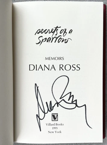 Diana Ross Signed IP Secrets Of A Sparrow HC 1st Ed Book - Authentic, Supremes Cover