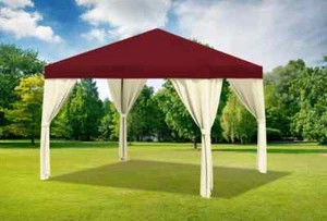 Gartenpavillon 3x3m Polyester Bordeaux Partyzelt Wasserdicht Festzelt Event - Bild 1 von 12