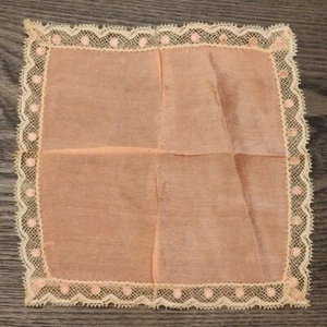 Silk Handkerchief Vintage Ivory Pink Handmade - Picture 1 of 4