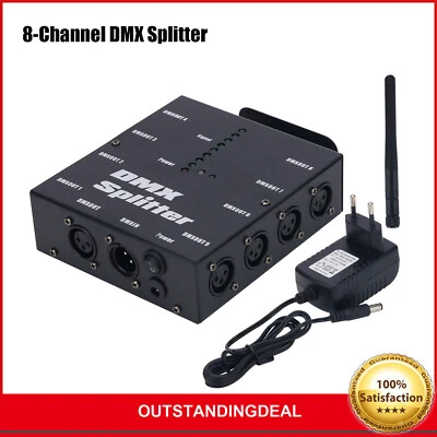 8-Channel DMX Splitter Signal Amplifier Wireless DMX512 Signal Splitter ot16 - Image 1 of 4
