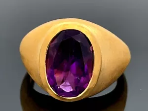 SCHMUCKJAGD RING GR.19 (CA.60) AUS 925/- SILBER VERGOLDET MIT AMETHYST - Bild 1 von 3