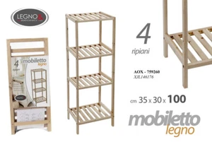 MOBILETTO SCAFFALE 4 RIPIANI IN LEGNO 35*30*100 CM ARREDO CASA BAGNO AOX-759260 - Foto 1 di 1