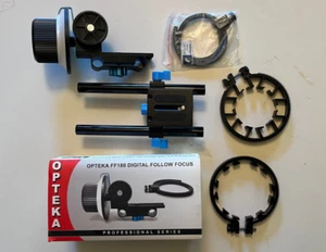Opteka FF180 Pro Digital Follow Focus + extra lens rings + Cam base w/rods - Picture 1 of 15