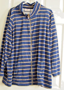 Chaqueta Quacker Factory 3X Terciopelo Dorado Azul Ligero con Cremallera Completa Brillante - Imagen 1 de 6