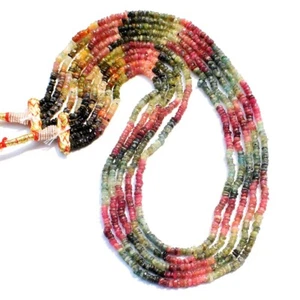272.00 Cts Watermelon Tourmaline 5 Strand Beaded Necklace Jewelry AK 06 E496 - Picture 1 of 8