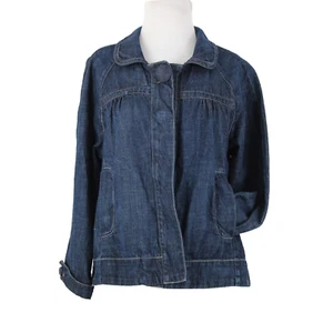 DKNY Jeans Sz L Blue Denim Buttons Pockets Collared 100% Cotton Jacket - Picture 1 of 22
