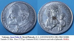 John Paul II Medal Silver Metal. O. L. CZESTOCHOWA ORA PRO NOBIS. 35 mm. - Picture 1 of 1