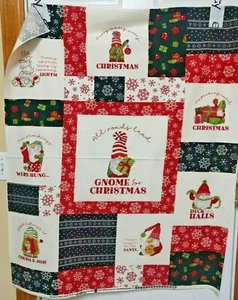 Gnome For Christmas Flannel Panel Red by Riley Blake btp - Picture 1 of 1