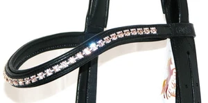 FSS 6mm Crystal SILK LIGHT PEACH ROSE Bling Padded Curve V Browband Custom Made - Picture 1 of 4