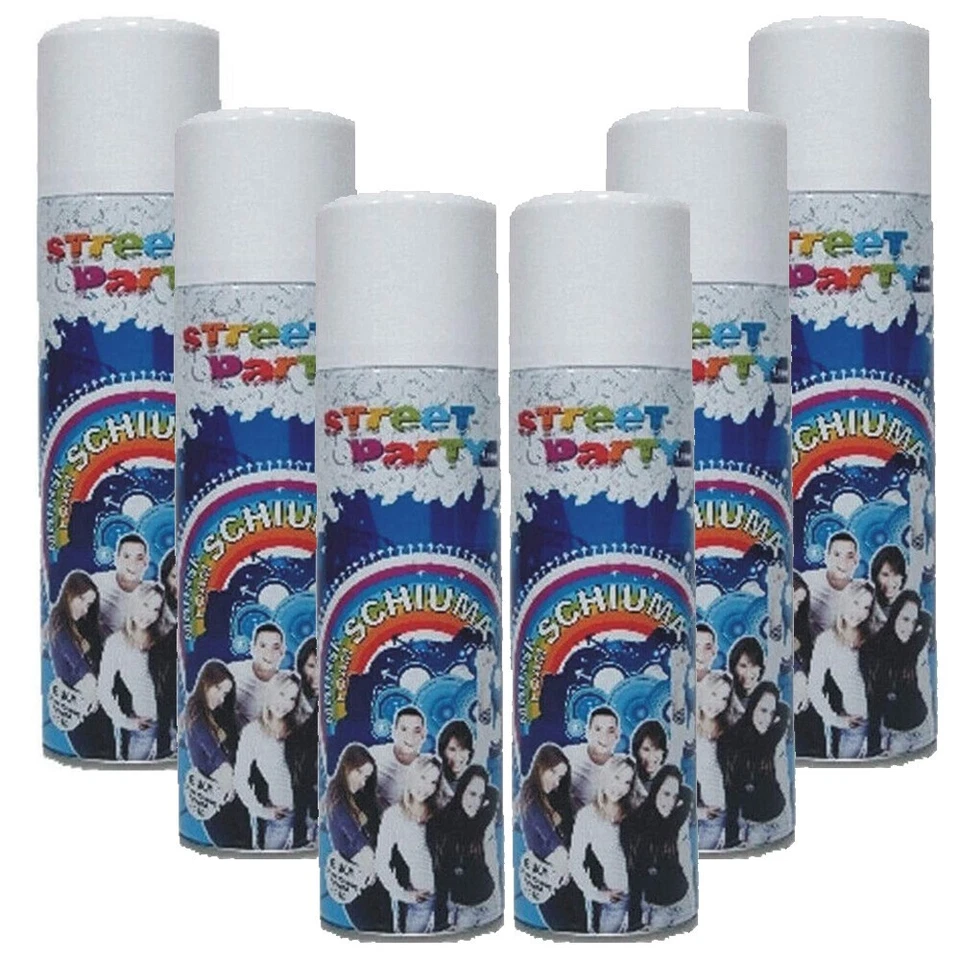 Solchim 6 x 150 ml Bombolette di Schiuma Mousse Spray Carnevale Street Party - Immagine 1 di 1