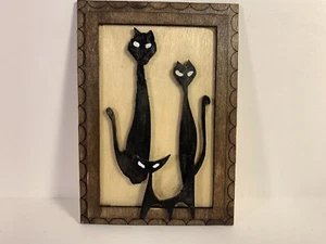 Atomic Cat Family 1:12 Scale Mid Century Modern Wall Art Doll House Miniatures - Picture 1 of 6