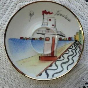 Piccolo piattino 4" dipinto a mano citrino Brasile Rio Copacabana Pintadu Brasile - Foto 1 di 2