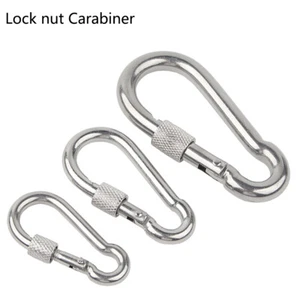 Large & Small Carabiner Clips with Screw Lock, Heavy Duty Stainless Steel Hooks - Picture 1 of 5