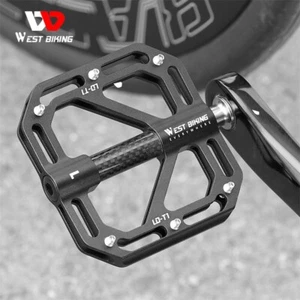 3 Lager Fahrrad Pedale Titan Achse Carbon Fiber Sleeve Plattformpedale Schwarz - Bild 1 von 17