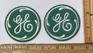 Lot Of 2 General Electric Iron On Green Patch GE Logo Advertising - Picture 1 of 2