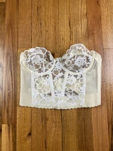 Vintage Ivory Lace 80's Gold Label Victoria's Secret Bustier Corset Size 34B - Picture 1 of 9