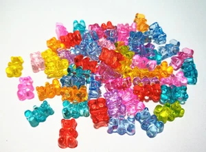 50pz perline acrilico forma di orsetto gummy bear colorate trasparente 12x8mm - Foto 1 di 1