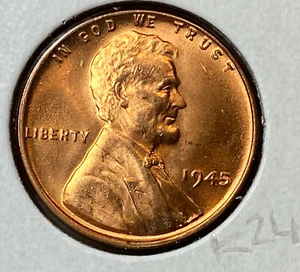 1945  Lincoln 1¢ Red BU  (K24) - Picture 1 of 2
