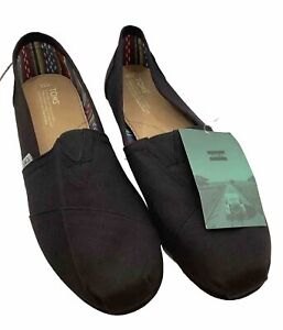 TOMS Men's Black Canvas Black Sole Classics Slip-on Flat Shoes 100% Original NWT