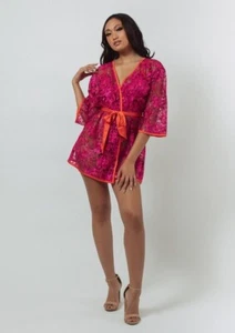 VESTIDO ENVOLVENTE BORDADO KILO BRAVA 17006 EN FUSCHIA TALLA GRANDE - Imagen 1 de 3