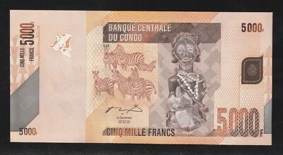 Congo Dem.Rep.  5000 Francs, 2005, UNC, p102a, ERROR ! REMAINDER ,Without Serial - Image 1 of 2