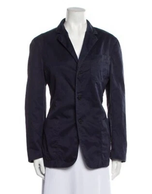 Chaqueta Blazer Prada Auténtica Sólida Azul Medianoche Manga Larga US 12 IT 48 Grande Foto 1 de 4
