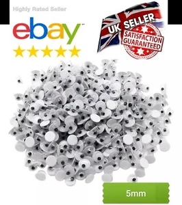 5mm x 500 peel off sticker's WIGGLY WIGGLE EYES GOOGLE EYES GOOGLY CRAFT NEW - Picture 1 of 1