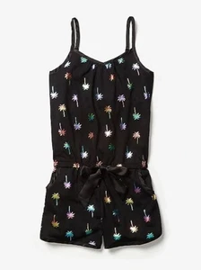 Justice Girl's Tropical Palm Tree One-Piece Romper Pajamas Girl Size 8 NEW - Picture 1 of 1