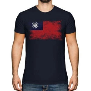 TAIWAN DISTRESSED FLAG MENS T-SHIRT TOP ZH?NGHUÁ MÍNGUÓ TAIWANESE TÁIWAN SHIRT - Picture 1 of 21