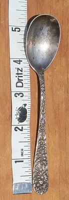 Vintage Kirk & Son Floral Repousse Sterling Silver  Egg Spoon 5 3/8" - Image 1 of 4