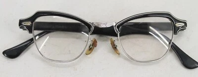 Vintage BAUSCH & LOMB Cat Eye Eyeglasses Frame Black and 1/10 K GF, MCM! - Image 1 of 4