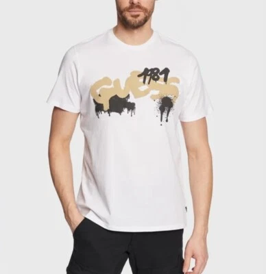 GUESS T-SHIRT UOMO MAGLIA COTONE JERSEY STRETCH LOGO FRONTALE  - Immagine 1 di 4